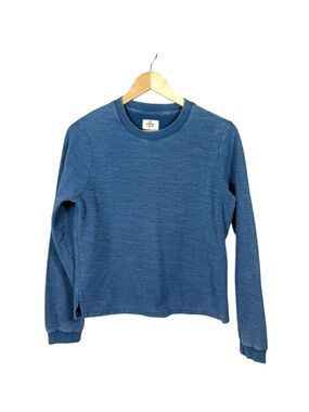 Marine Layer Blue Terry Reverse Knit Crewneck Sweatshirt Small Cropped